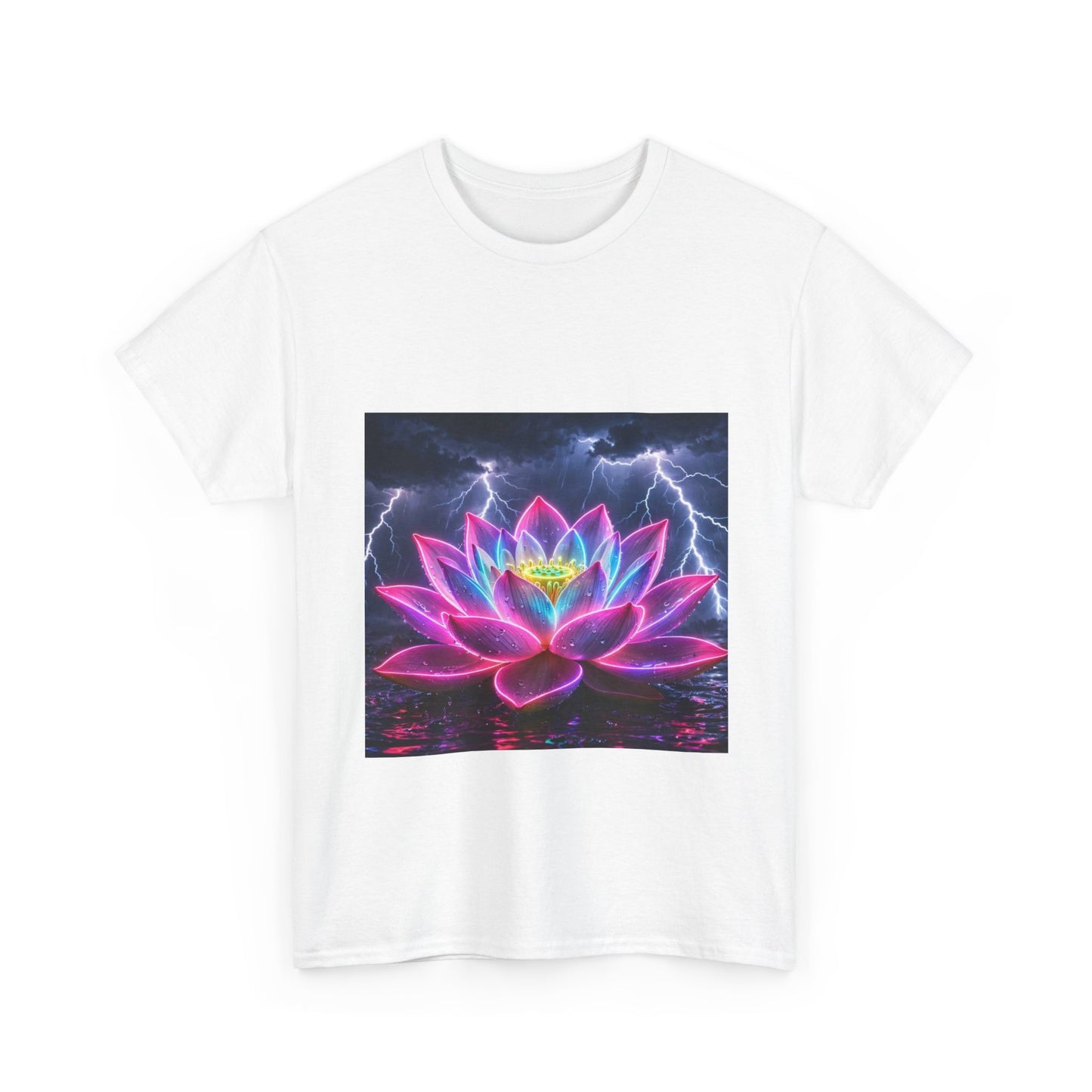Lotus Lightning Graphic Tee — Neon Sacred Lotus T-Shirt
