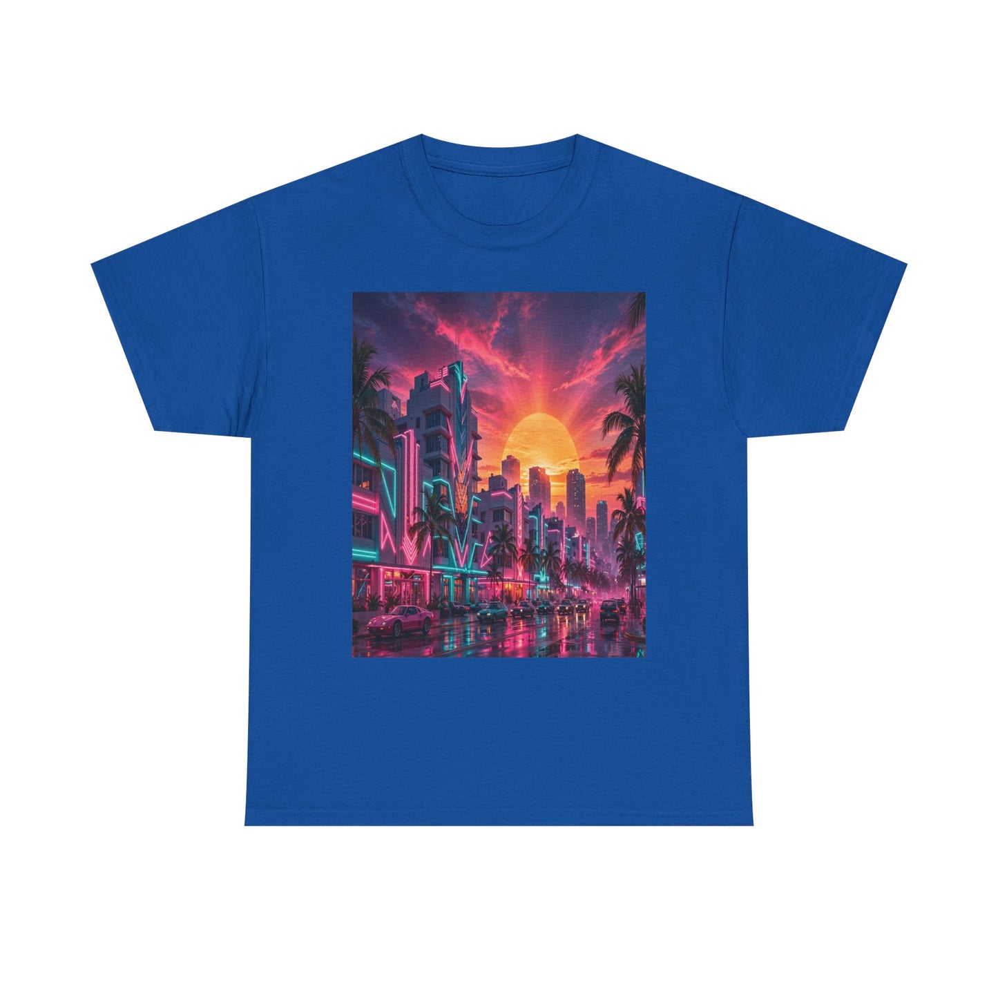 Retro Sunset City T-Shirt — Neon Miami Vaporwave Tee