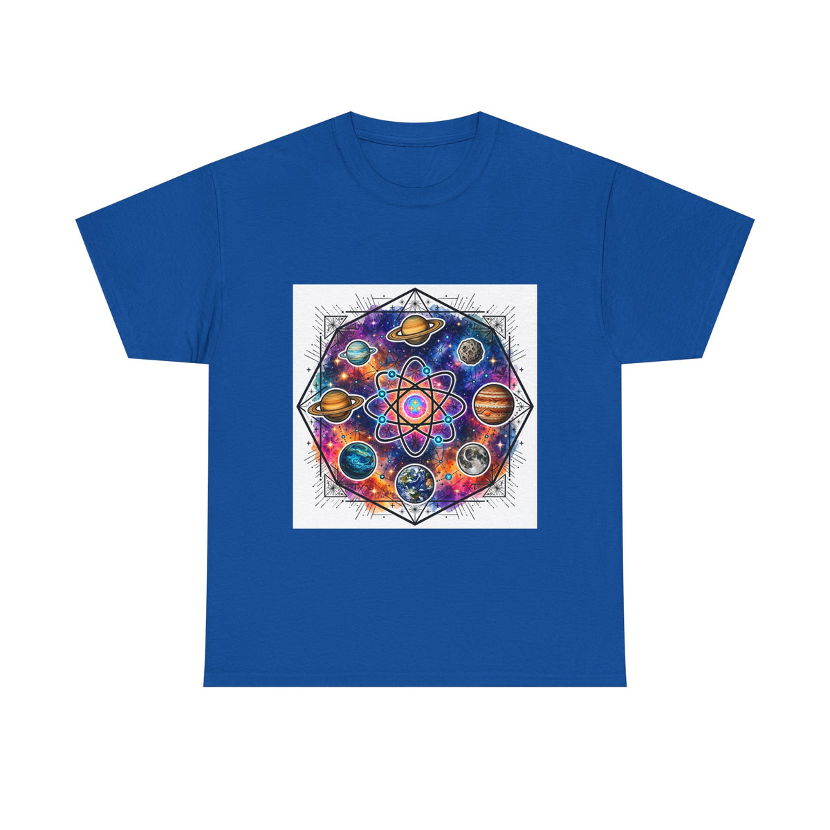 Cosmic Geometry Tee — Solar System Mandala Graphic T-Shirt