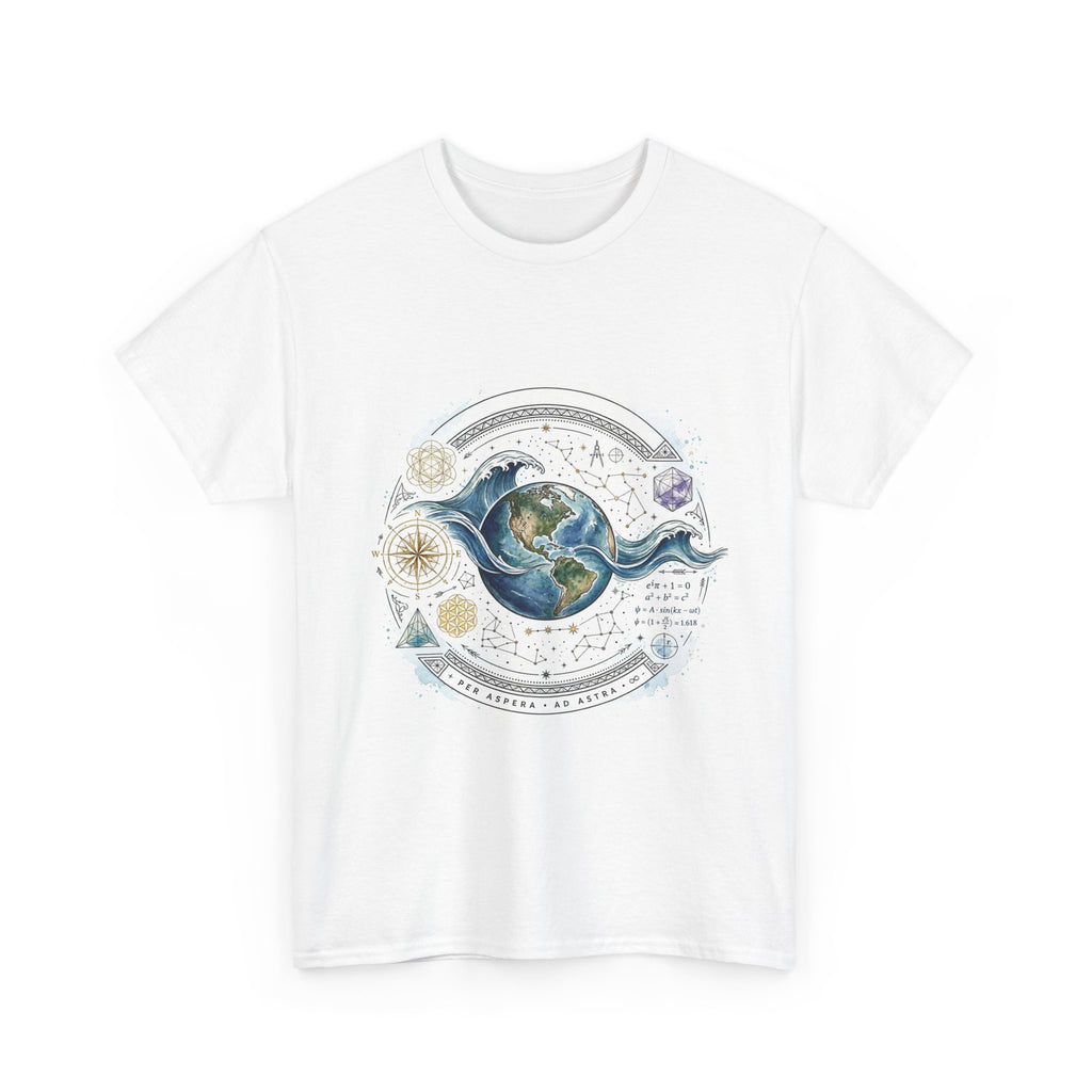 Earth & Cosmos Tee — Celestial Moon Phases Graphic Tee