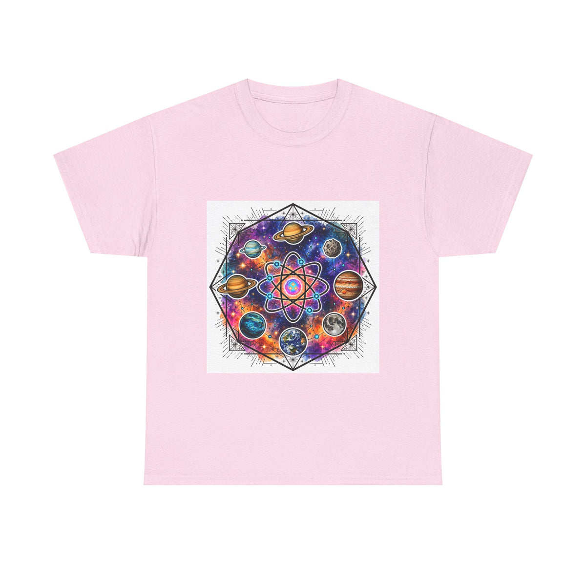 Cosmic Geometry Tee — Solar System Mandala Graphic T-Shirt