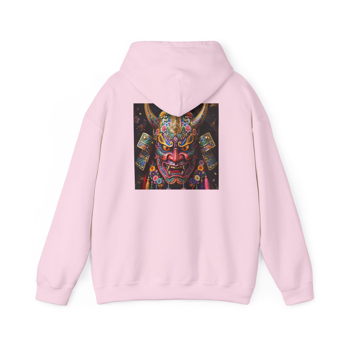 Samurai Mask Hoodie — Colorful Japanese Oni Mask Graphic Hooded Sweatshirt