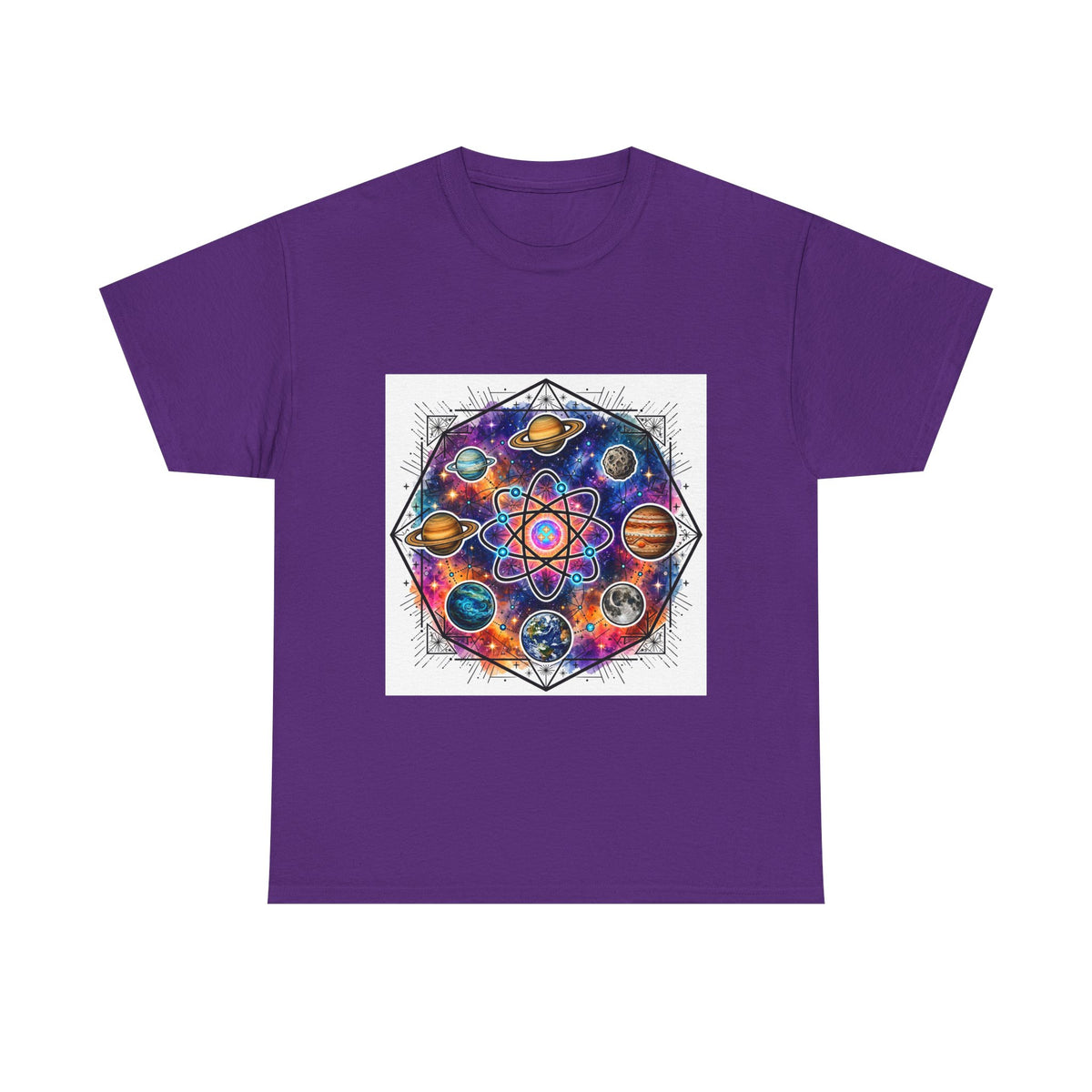 Cosmic Geometry Tee — Solar System Mandala Graphic T-Shirt