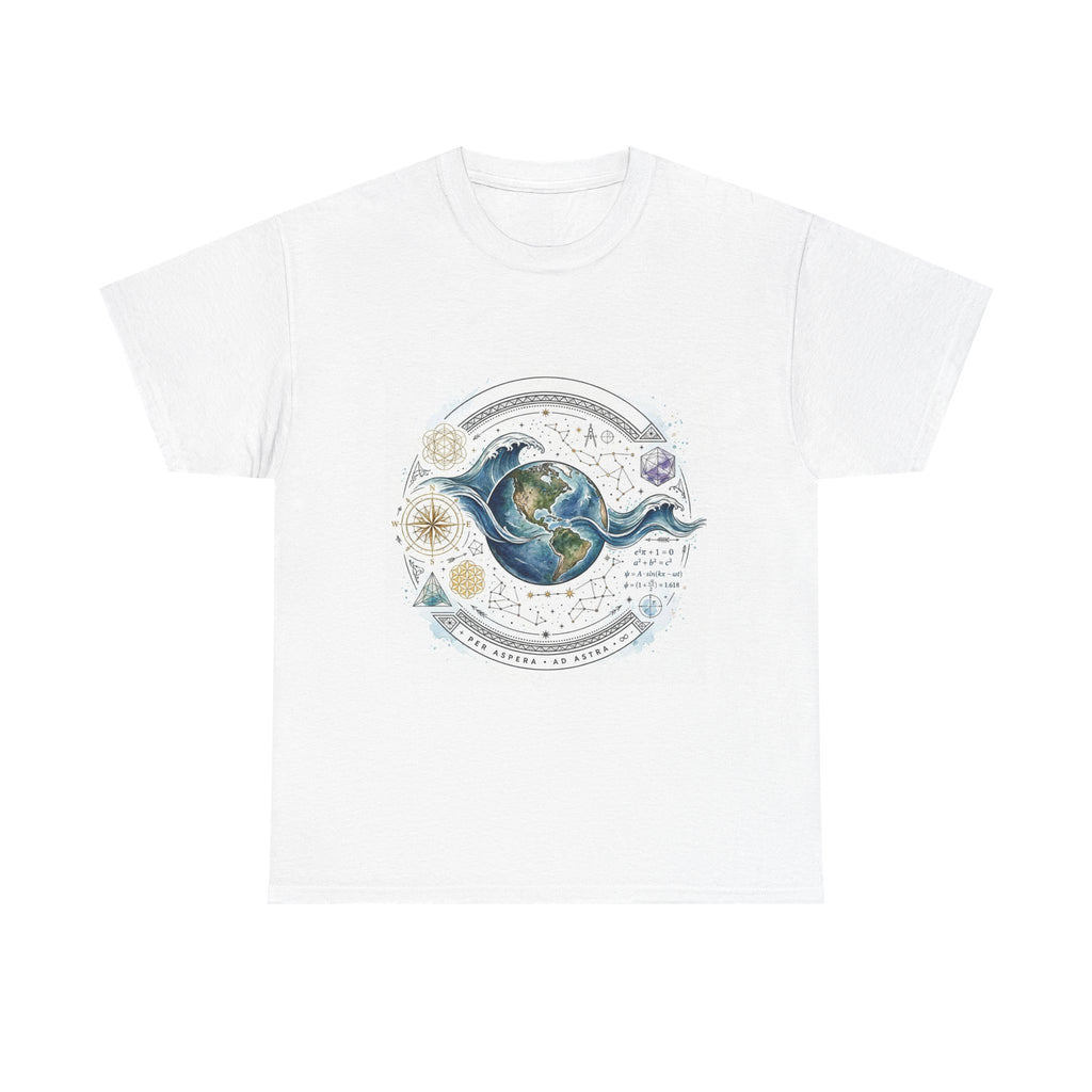 Earth & Cosmos Tee — Celestial Moon Phases Graphic Tee