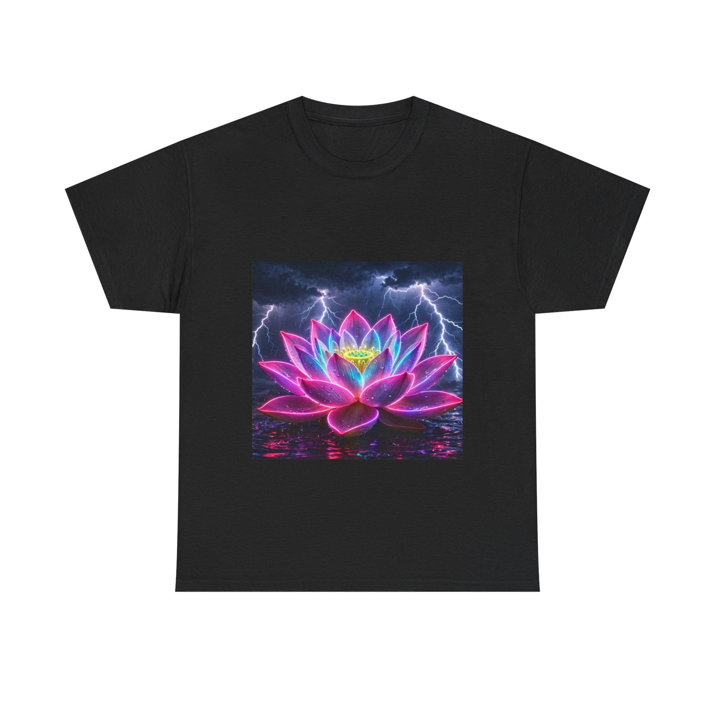 Lotus Lightning Graphic Tee — Neon Sacred Lotus T-Shirt