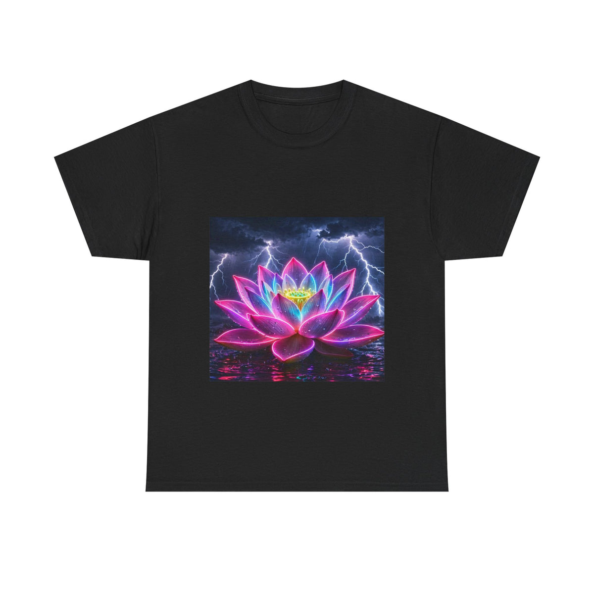 Lotus Lightning Graphic Tee — Neon Sacred Lotus T-Shirt