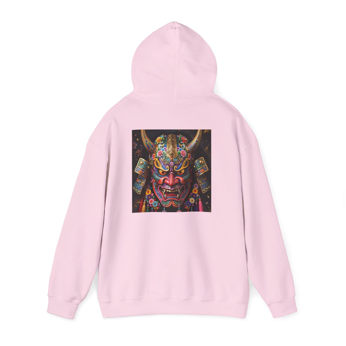 Samurai Mask Hoodie — Colorful Japanese Oni Mask Graphic Hooded Sweatshirt