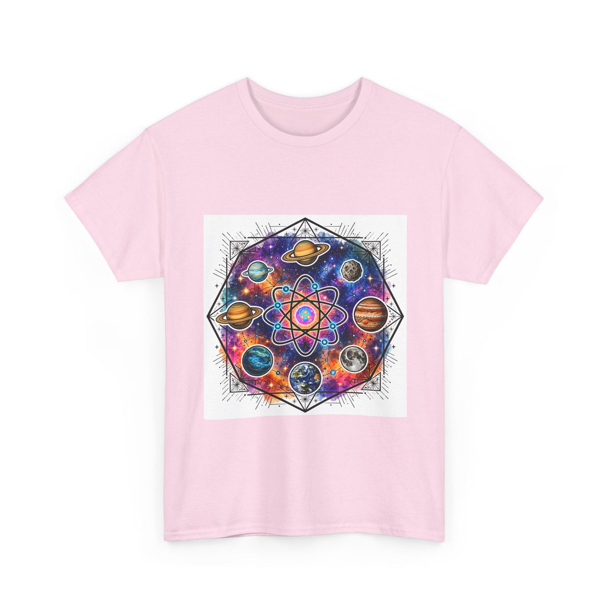 Cosmic Geometry Tee — Solar System Mandala Graphic T-Shirt