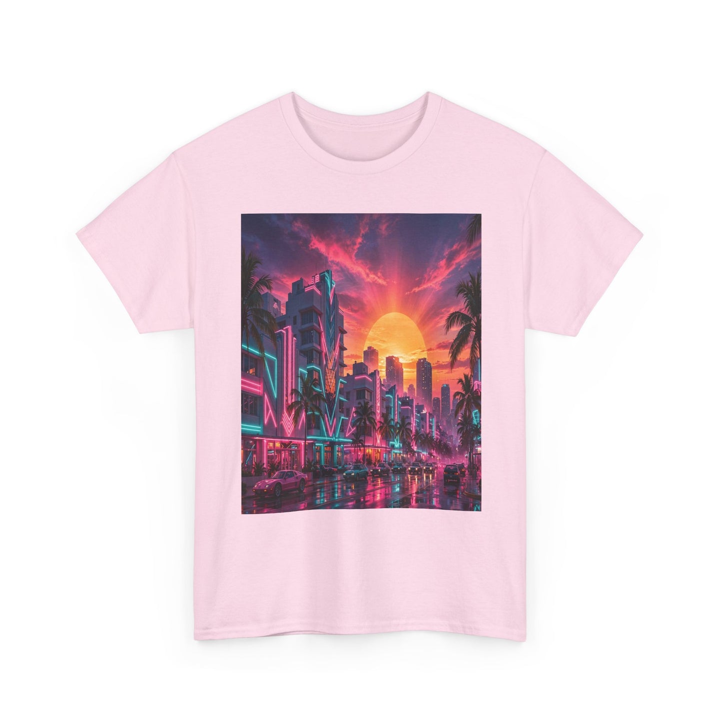 Retro Sunset City T-Shirt — Neon Miami Vaporwave Tee