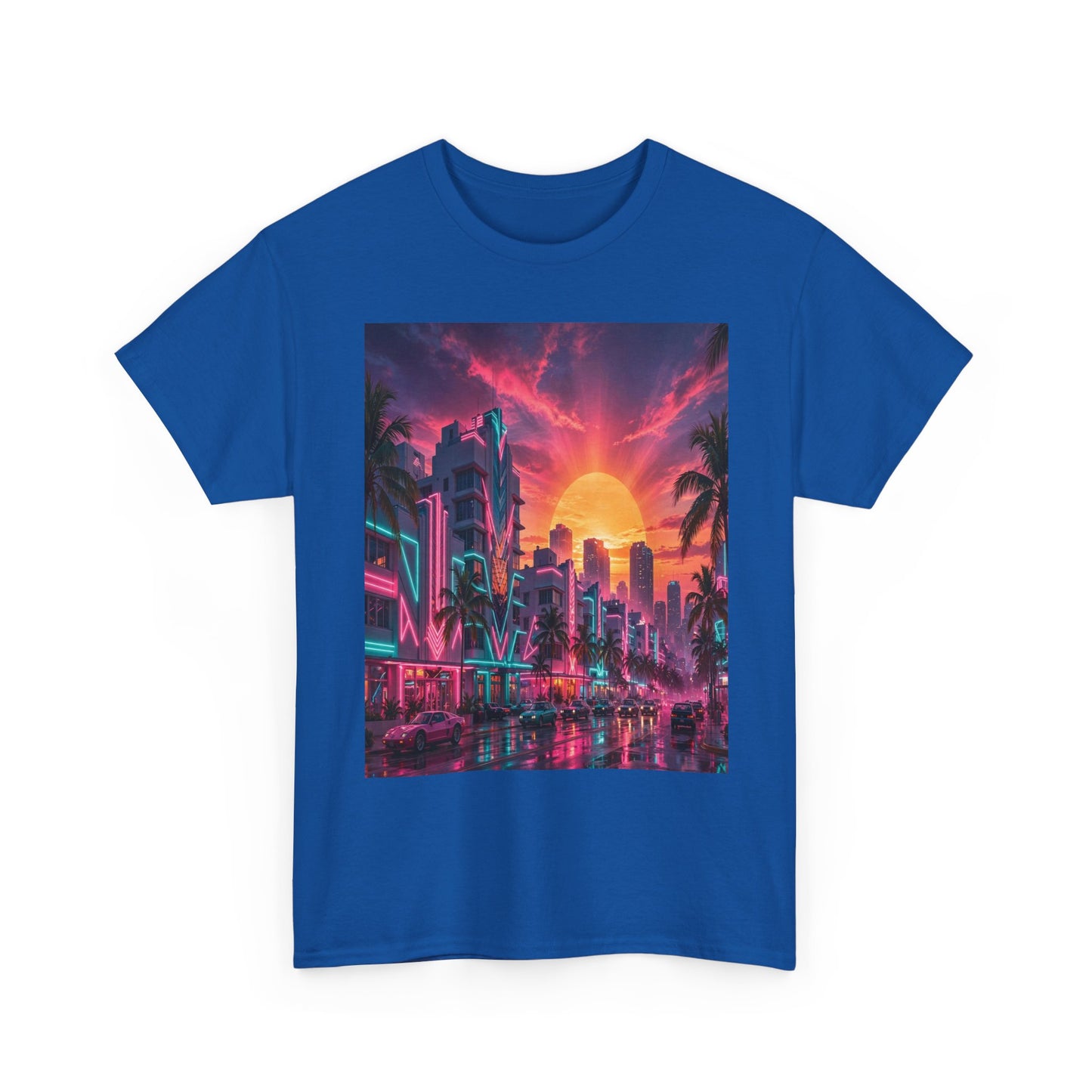 Retro Sunset City T-Shirt — Neon Miami Vaporwave Tee