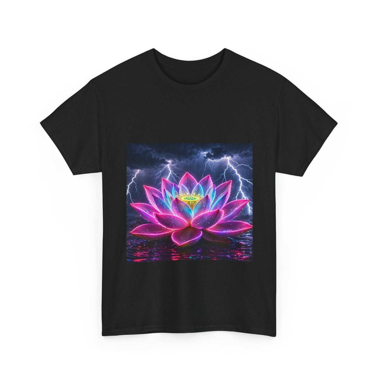 Lotus Lightning Graphic Tee — Neon Sacred Lotus T-Shirt