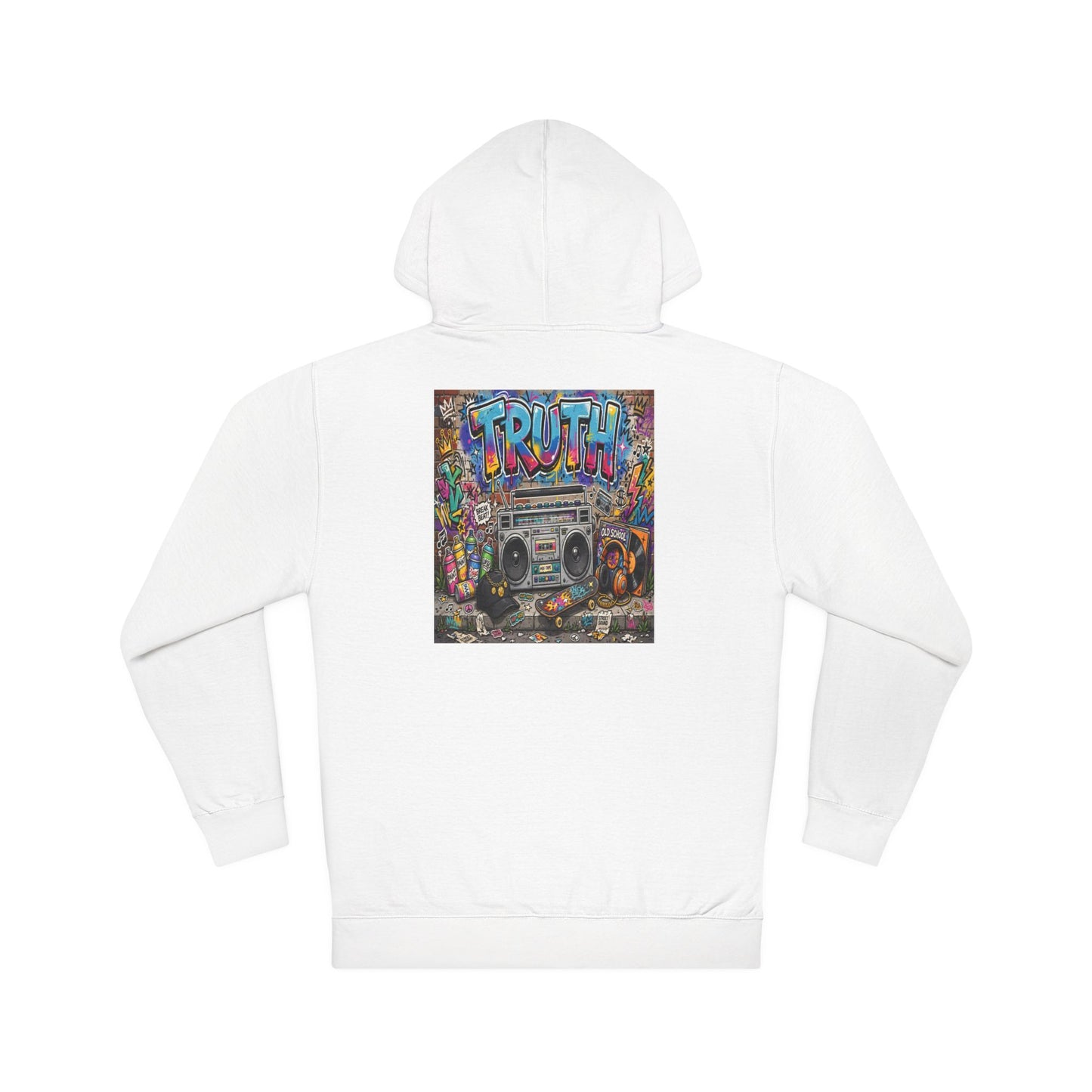 Truth Graffiti Hoodie — Retro Boombox Street Art Pullover